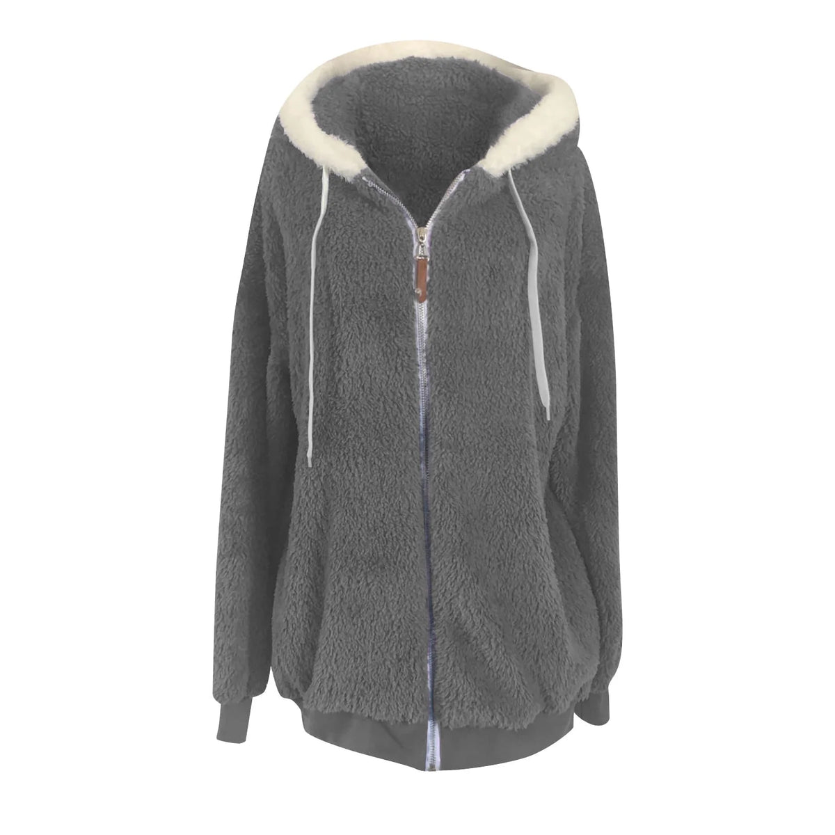 Winter Coats for Women  Womens Warm Thick Faux Plush Coat, Outdoor plus Size Thicken Hooded Jacket, Winter Zipper Overcoat Outerwear Dark Gray 4XL