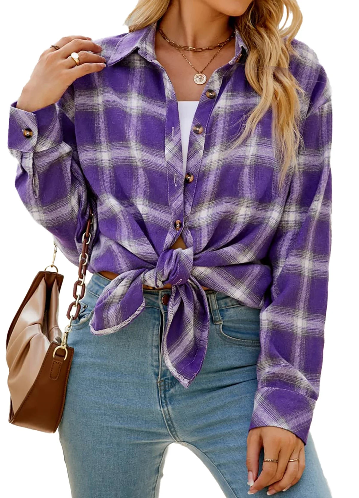 Plaid Flannel Shirts for Women Oversized Long Sleeve Button down Shirts Blouses Tops